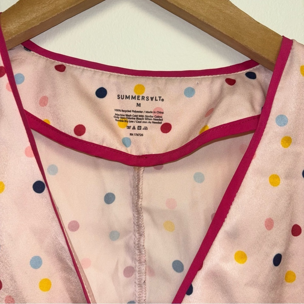 summersalt Pink Polka Dot Short Pajama Set with Multicolor Dots - Picture 5 of 14
